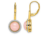 1.87 Carats (ctw) Rose Quartz Dangle Earrings in 14K Yellow Gold with 1/4 carat (ctw) Diamonds